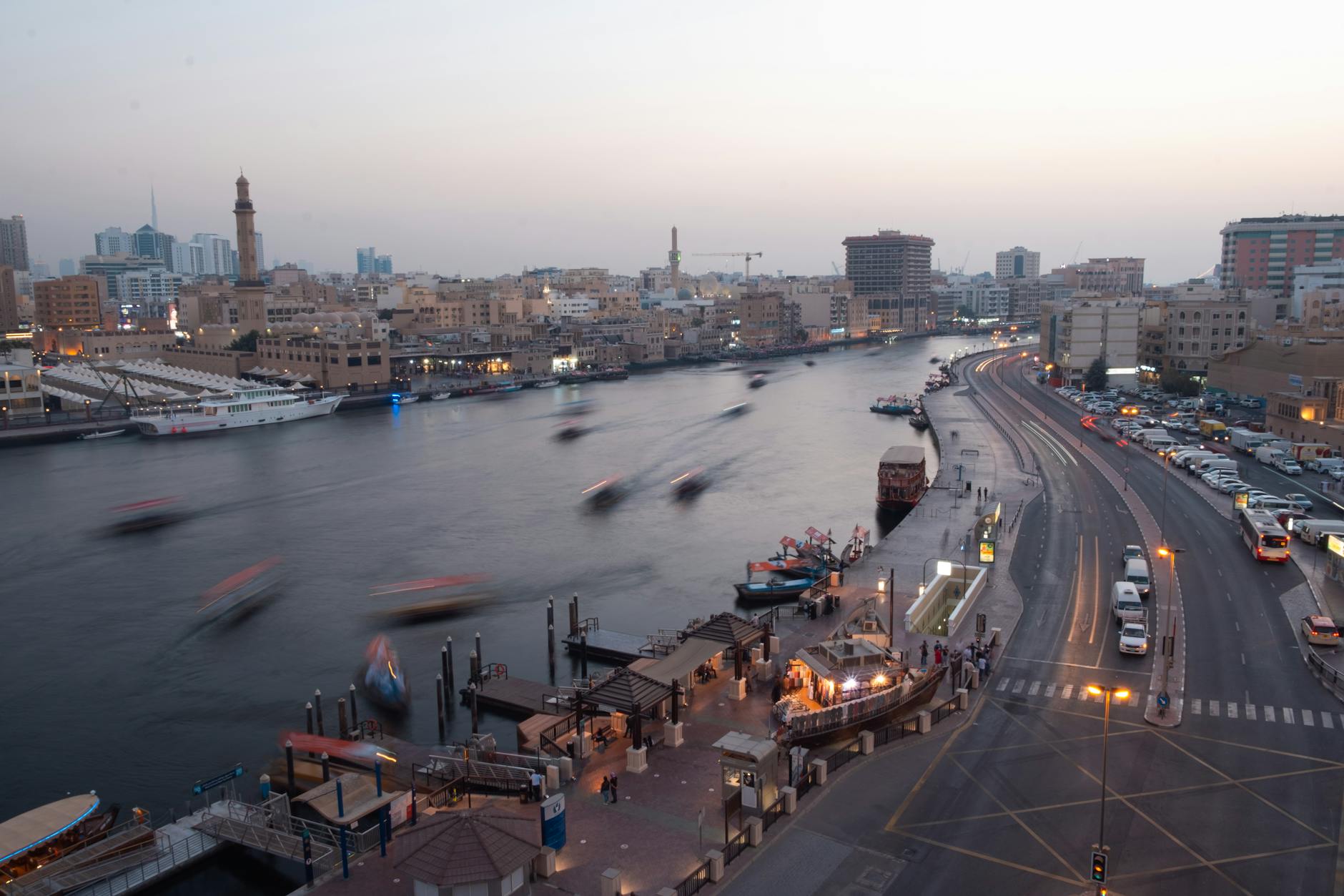 aerial view of the dubai creek and old town united arab emirates